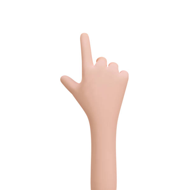 ilustrações, clipart, desenhos animados e ícones de mão humana de desenho animado 3d com gesto de dedo apontando para cima. toque ou clique no ícone. ponteiro alternativo para selecionar o alvo correto. ilustração vetorial realista isolada em fundo branco - touching human finger choice push button
