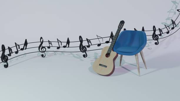 istock 3d rendering guitar melody and sheet music 1438202951