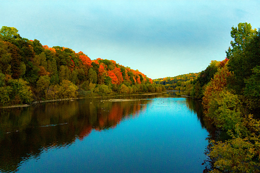 Picture of Thames River during fall season - Springbank Park London, Ontario