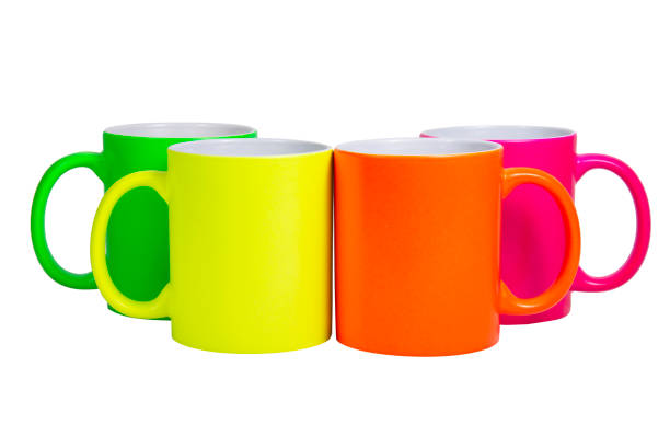 istock Multicoloe neon ceramic cups fot tea mug isolated on the white background 1438203975