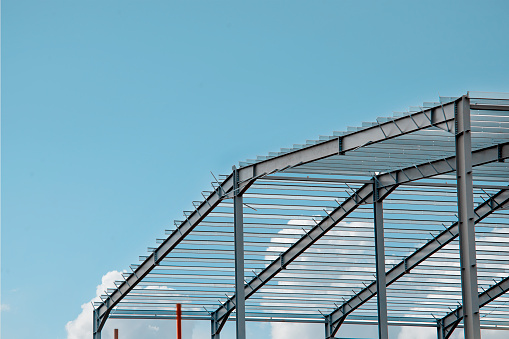 Steel frame commercial building under construction