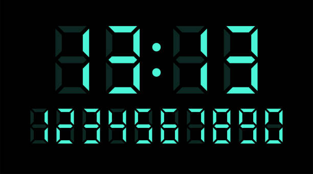 istock Time 13 13 hours. Vector set of electronic digits numbers font from a clock and a countdown timer. Watch and calculator display symbols 1438206329