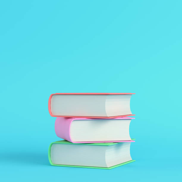 istock Stack of books on bright blue background in pastel colors. Minimalism concept 1438207881