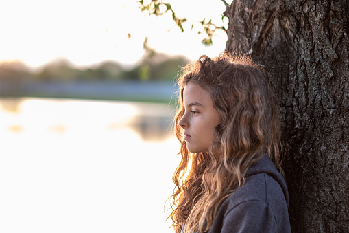 portrait of a girl on a lake