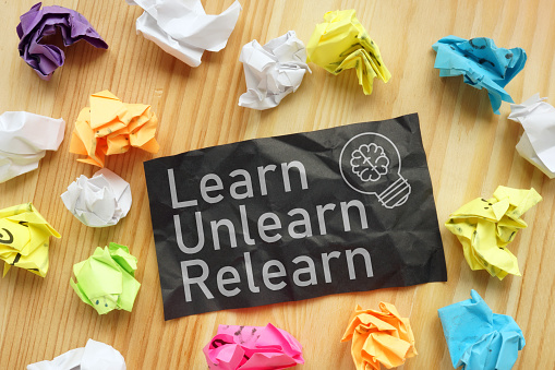 Learn Unlearn Relearn Is Shown Using The Text Stock Photo - Download ...