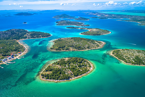 Idyllic small islands archipelago in Dalmatia region of Croatia, Murter island