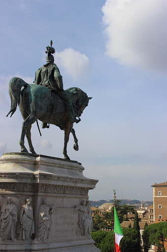 detail of equestrian statue, Enrico Chiaradia e Emilio Gallori, 1889-1901,Piazza Venezia, Rome, Italy, 29/20/2019