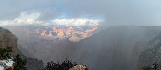 Beautiful Winter View of Grand Canyon National Park, Arizona, USA, in March