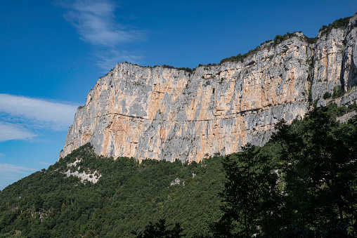 Cliff of the Vercors massif in the Alps in France