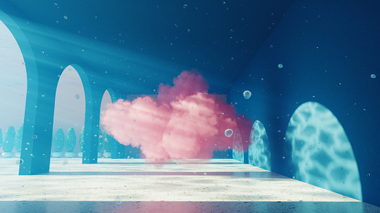 A pink cloud underwater