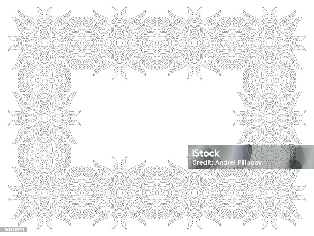 Line Art For Coloring Book With Ornate Frame Stock Illustration