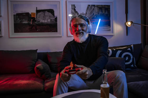 istock Mid adult man realxing at home 1438219374