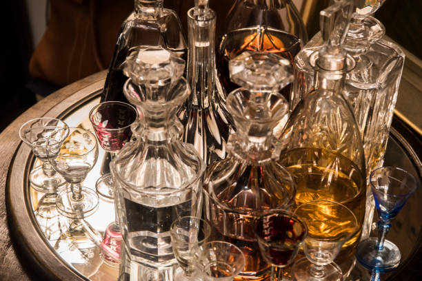 istock Crystal liquor bottles and glasses 1438221362