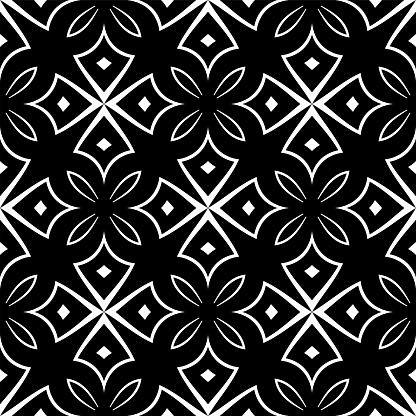 Abstract Seamless Geometric Black and White Pattern. Vector Art.