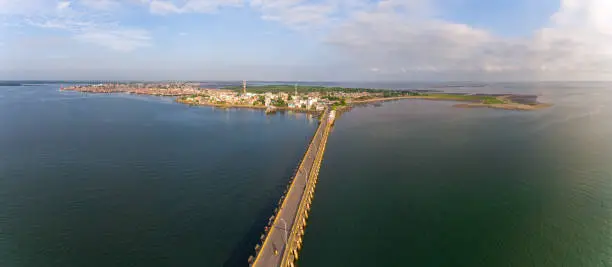 Seascape abd Bridge of the Beautiful Tumaco City, on the Pacific Coast of Colombia