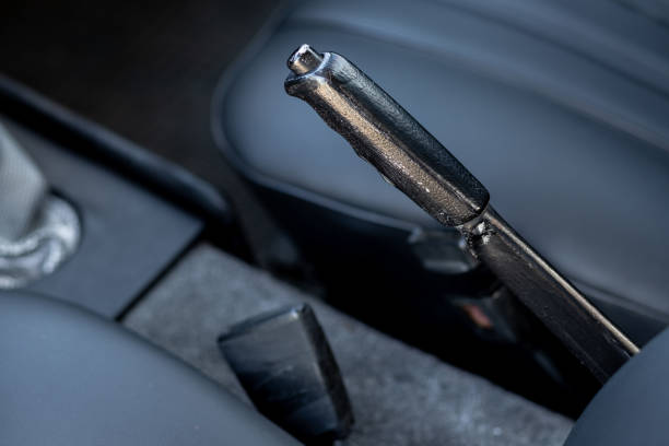 istock Hand brake and gearshift of an old car 1438224351