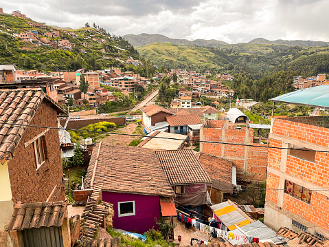 Aerial view of Cusco residential area. Peru.