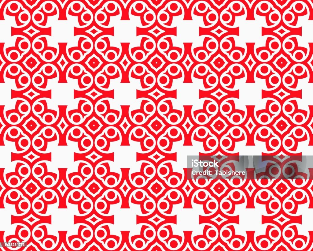 Abstract Red Seamless Repeat Pattern Flat Style Ornament Geometric ...