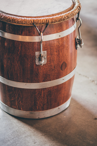 Puerto rican bomba drum handmade from a 10g American oak bourbon barrel