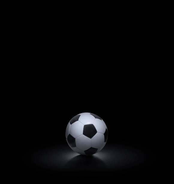 istock Soccer ball on black background 1438251866