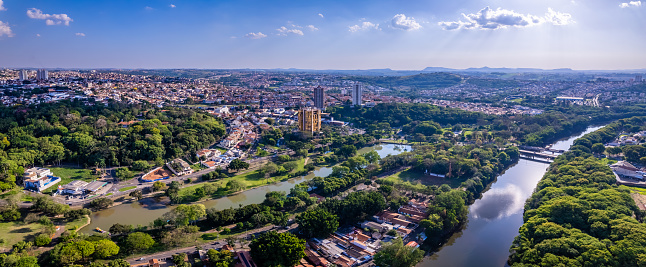 Panorama aerial view Piracicaba river