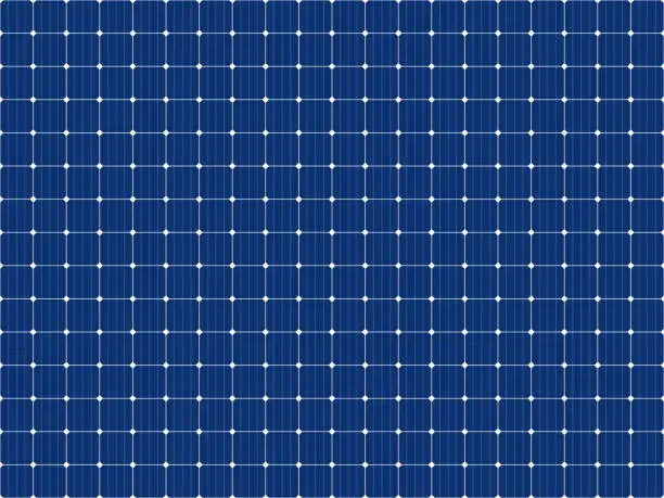 Vector illustration of Solar panel grid seamless pattern. Sun electric battery texture. Solar cell pattern. Sun energy battery panel seamless background. Alternative energy source. Vector illustration on blue background