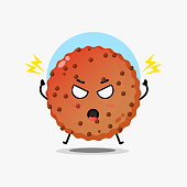istock Cute chocolate cake character is angry 1438262641