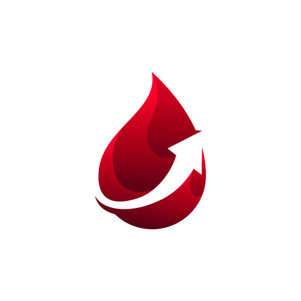 ilustrações, clipart, desenhos animados e ícones de gota de sangue com logotipo de seta. ilustração de vetor de sangue. sinal simples de logotipo de sangue - liquid plasma water abstract