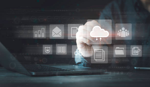 istock Automation software to archive and efficiently manage information files, Document Management System or DMS, Consultant information technology (IT) working on screen Internet Technology Concept 1438266727