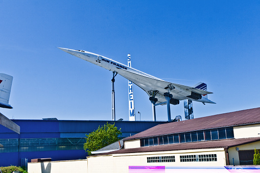 Sinsheim, Germany - May 3, 2008: supersonic aircraft Concorde in the museum in Sinsheim in Sinsheim, Germany.