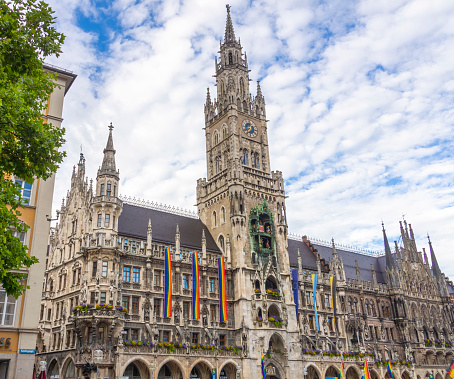The Rathaus (City Hall) of Vienna was designed by Friedrich von Schmidt in the Neo-Gothic style, and built between 1872 and 1883. Composite photo