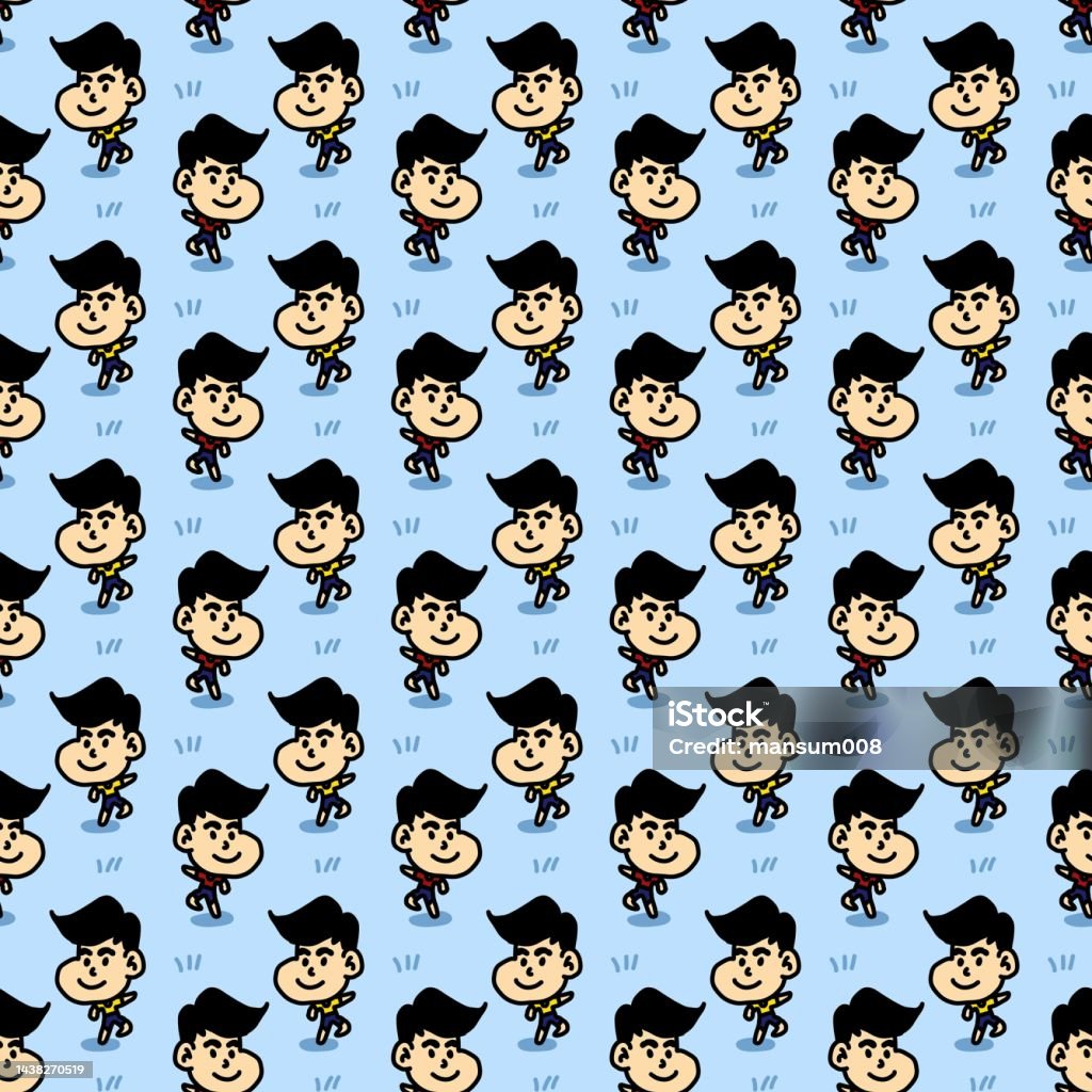 Size Pattern Cartoon Seamless Pattern Of Boy Cartoon Stock Illustration - Download Image Now ...