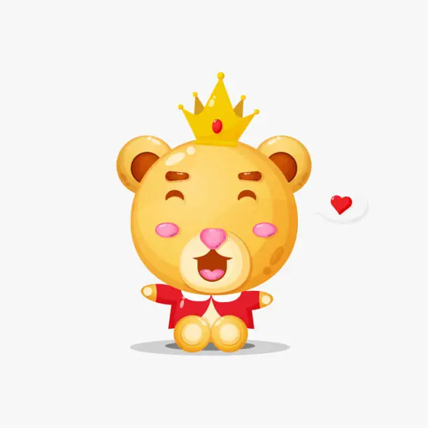 Vector illustration of Cute bear king