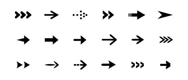illustrations, cliparts, dessins animés et icônes de les flèches définissent des icônes noires. - près de