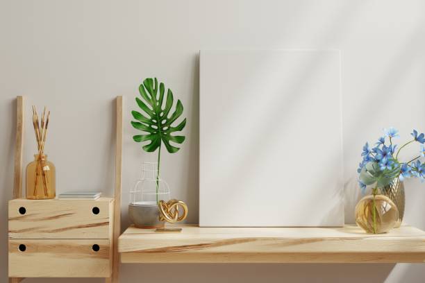 istock Poster mockup with vertical frame in home interior background. 1438278264