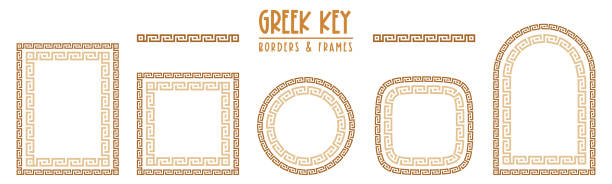 ilustrações de stock, clip art, desenhos animados e ícones de greek key frames and borders collection. decorative ancient meander - mosaic greek culture mythology ancient