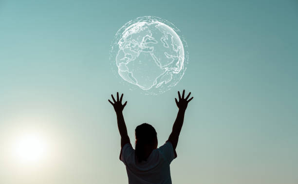 istock Global network connections, innovative technology in science and communication concept, Earth in human hands. earth day. energy saving. 1438290493