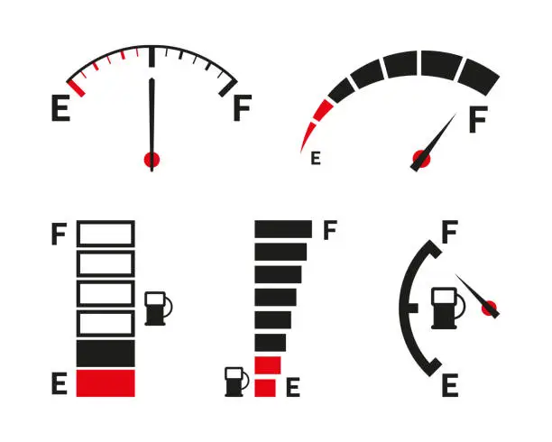 Vector illustration of Fuel gauge. Full tank. Car dashboard. Flat style illustration