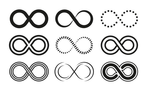 ilustrações de stock, clip art, desenhos animados e ícones de infinity symbol set of 9 icons. vector illustration. - mobius strip