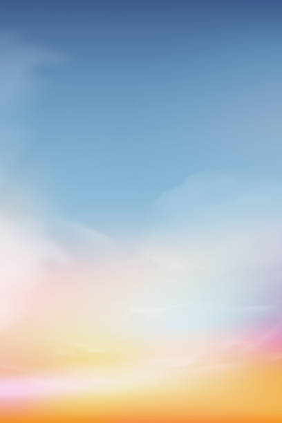 Sunset twilight with clear sky in Pink, Purple,Blue sky,Vertical Gorgeous Dramatic dusk sky landscape in evening,Vector natural banner of sunrise for four seasons background Sunset twilight with clear sky in Pink, Purple,Blue sky,Vertical Gorgeous Dramatic dusk sky landscape in evening,Vector natural banner of sunrise for four seasons background morning sky stock illustrations
