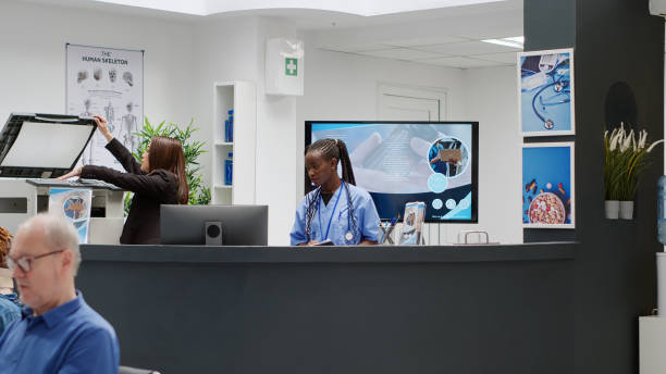 istock Patient with cervical collar having appointment with medic 1438299164