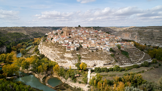 An aerial shot of Jorquera (Albacete, Castilla-La Mancha), Spain.