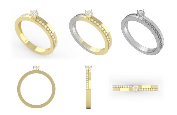 istock An engagement wedding gold ring with multiple diamonds concept s 1438300674
