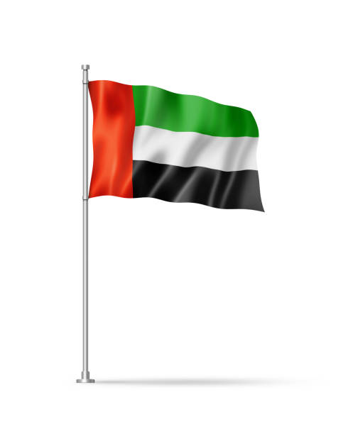 United Arab Emirates flag isolated on white United Arab Emirates flag, 3D illustration, isolated on white united arab emirates flag stock pictures, royalty-free photos & images
