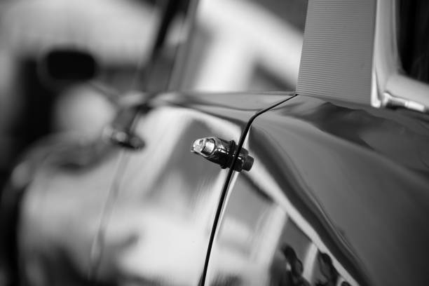 istock Historic car - view of the door handle 1438308938