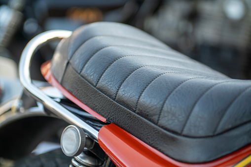 seat of a historic motorcycle