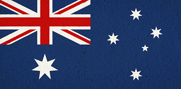 Flag of Australia, on richly textured paper.