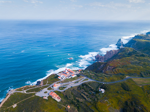 Cabo da Roca Lighthouse. Portuguese Farol de Cabo da Roca is most westerly European extent