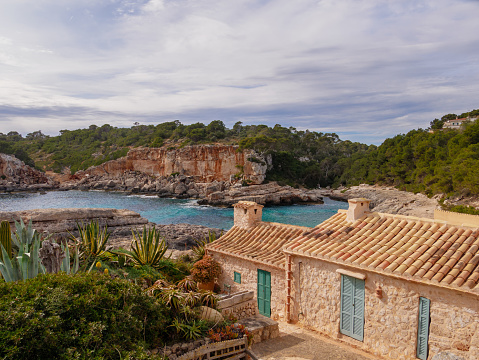 View over Cala s'Almunia, Mallorca, Spain; this is an impressive bay in the south-east of the island Mallorca.