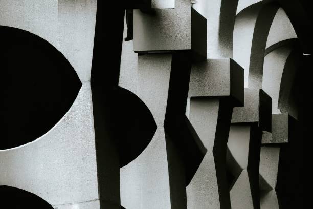 istock Digital 3D render of an abstract building facade with structural details 1438315026